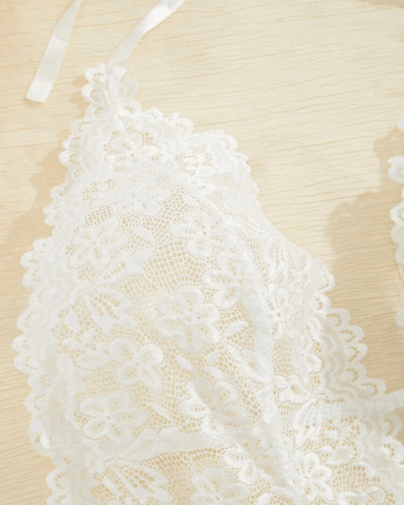 Conjunto Sexy de Pijama de Una Pieza de Encaje Hueco con Tirantes y Crotch Abiert