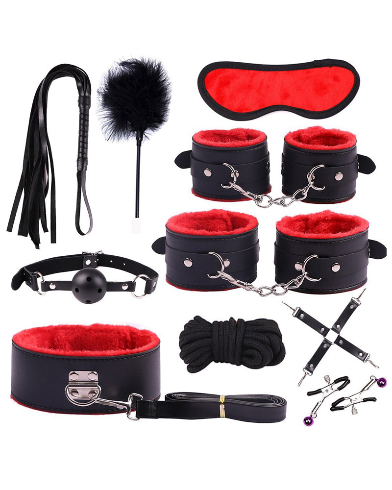 SM Sexy Plush Leather Bondage 10-Piece Set