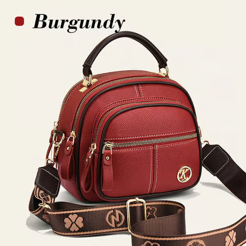 Classic Multifunctional Compartments Adjustable Wide Shoulder Strap Leather Crossbody Bag