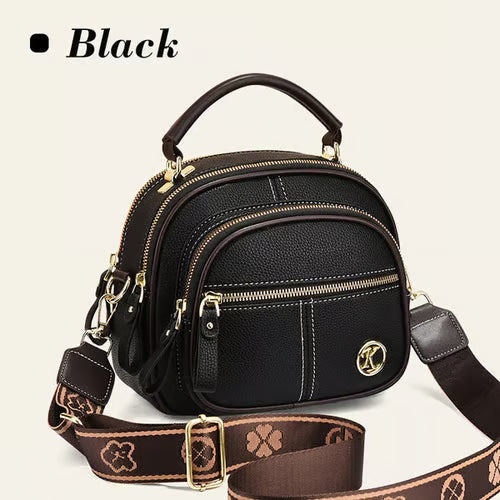 Classic Multifunctional Compartments Adjustable Wide Shoulder Strap Leather Crossbody Bag