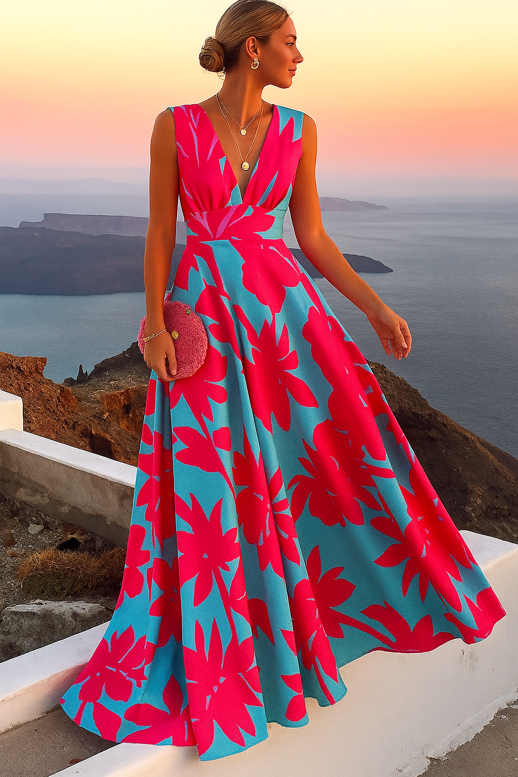 French dress with floral middle waist fragrance