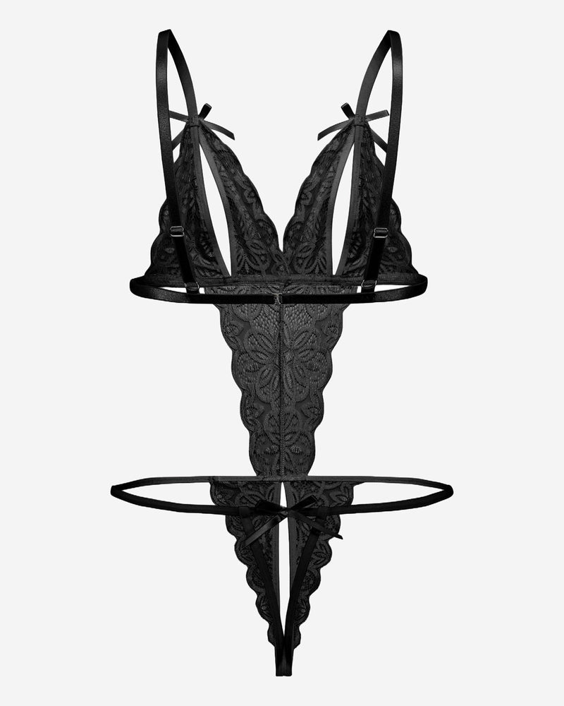 Body de Encaje con Escote Profundo en V – Teddy Sexy