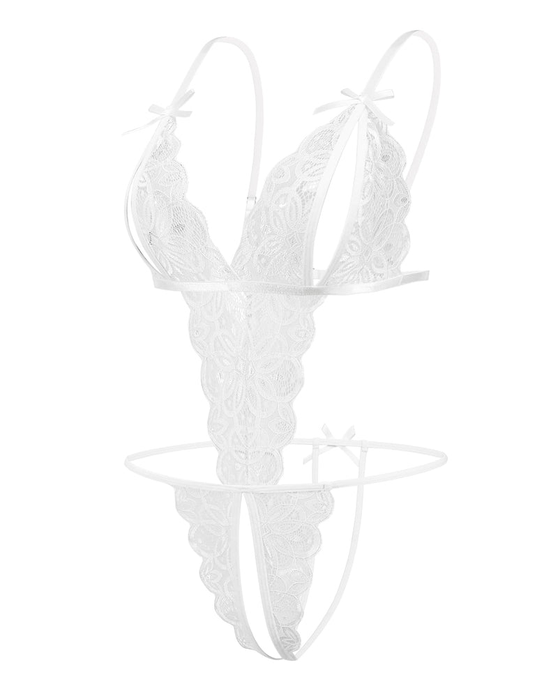 Body de Encaje con Escote Profundo en V – Teddy Sexy