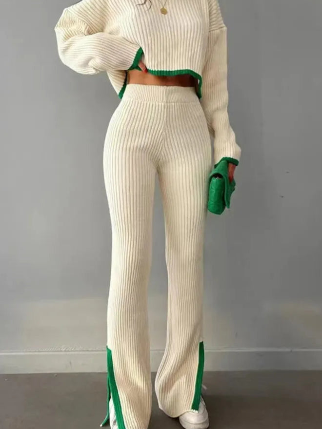 Autumn Winter 2‑Piece Knitted Tracksuit | Cozy Chic from Day to Night