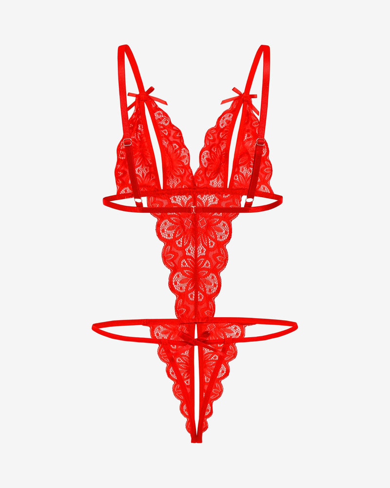 Body de Encaje con Escote Profundo en V – Teddy Sexy