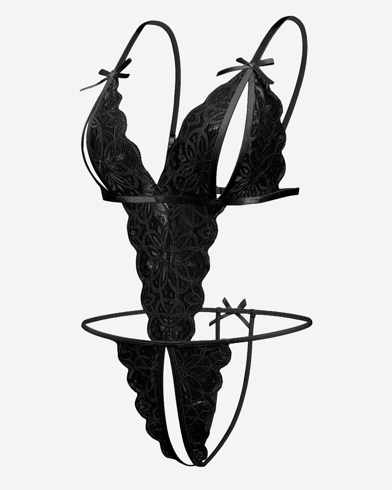 Body de Encaje con Escote Profundo en V – Teddy Sexy