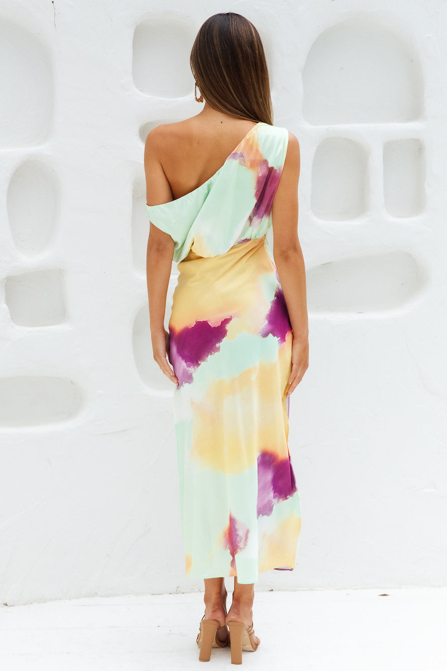 Talk To Me Midi Dress – Asymmetrical Satin Elegance for Special Occasions