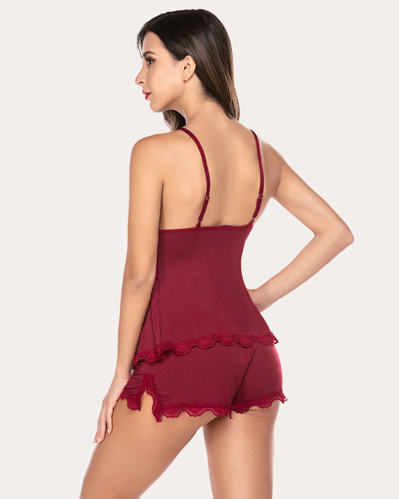 Conjunto de Pijama con Encaje Floral