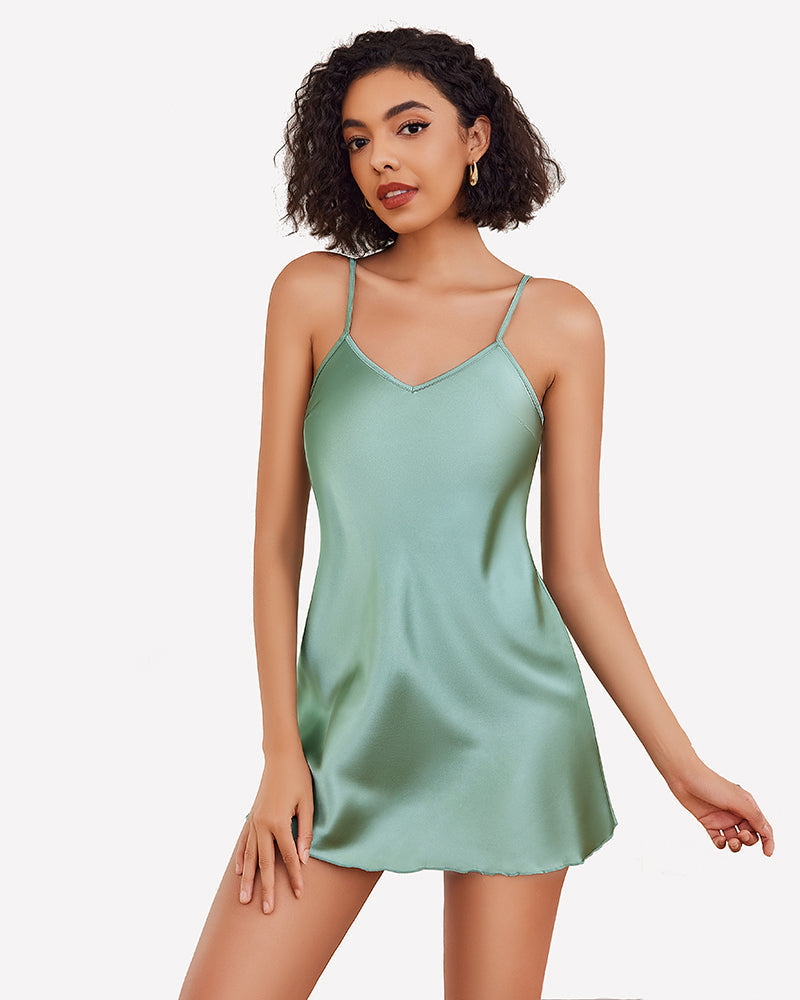 Camisón Corto de Satén – Vestido Mini Lencero