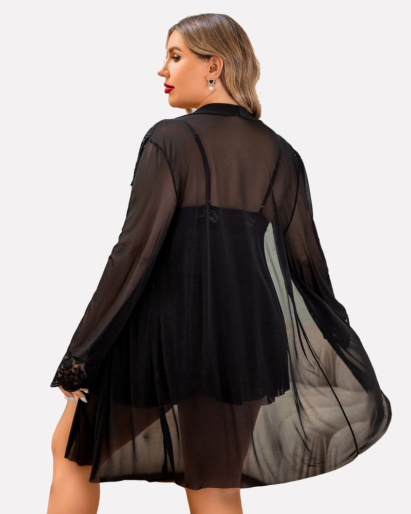 Conjunto de Lencería Exótica de Encaje – Sleepwear Talla Grande