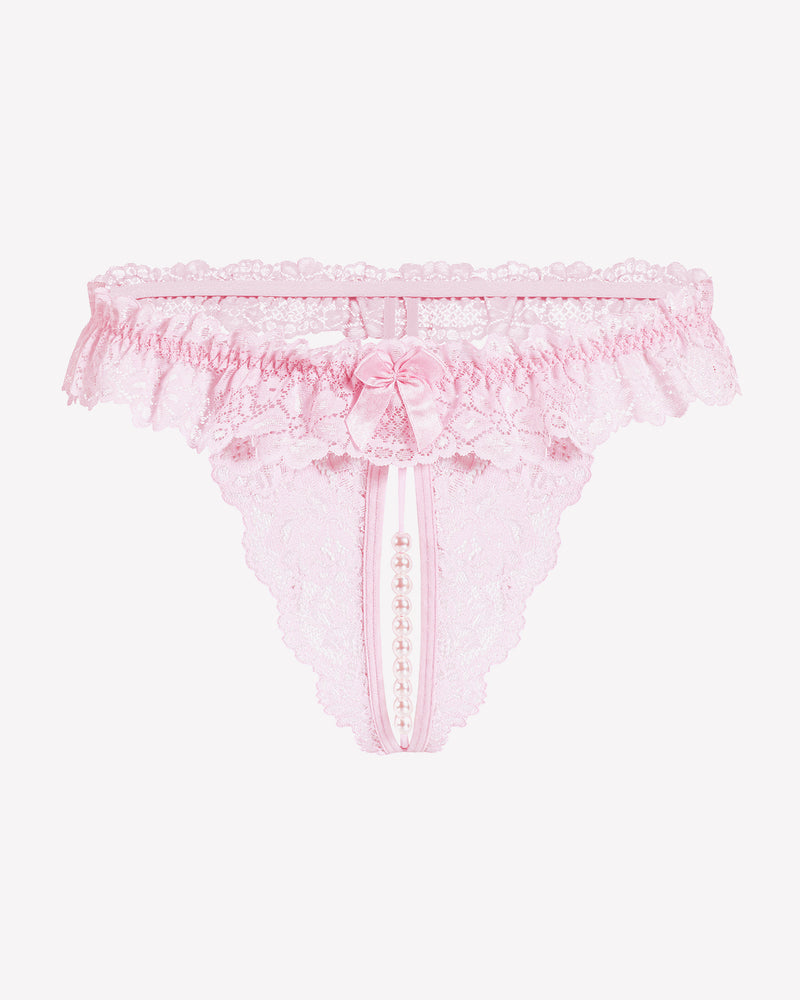 Tangas de encaje de cintura baja con perlas