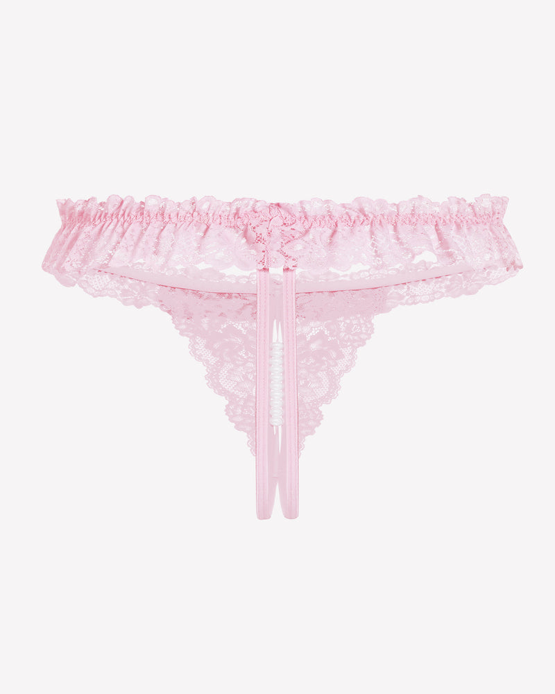 Tangas de encaje de cintura baja con perlas