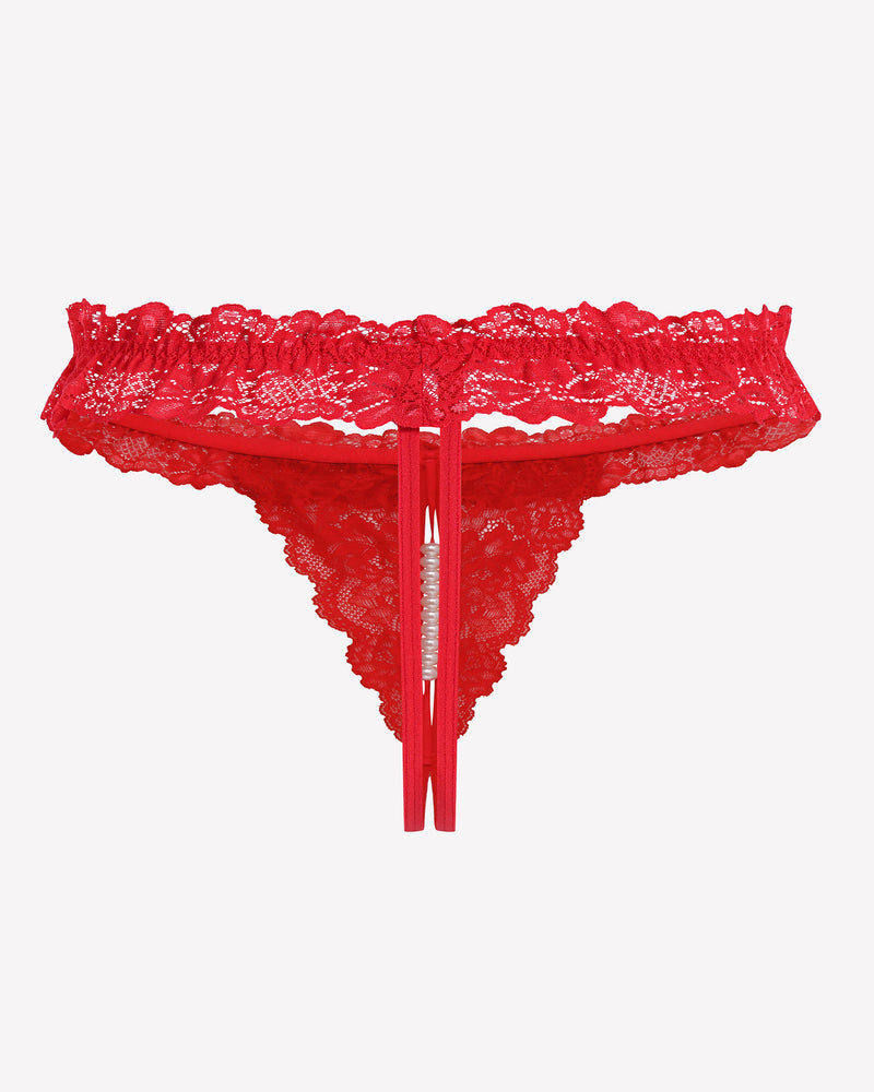 Tangas de encaje de cintura baja con perlas
