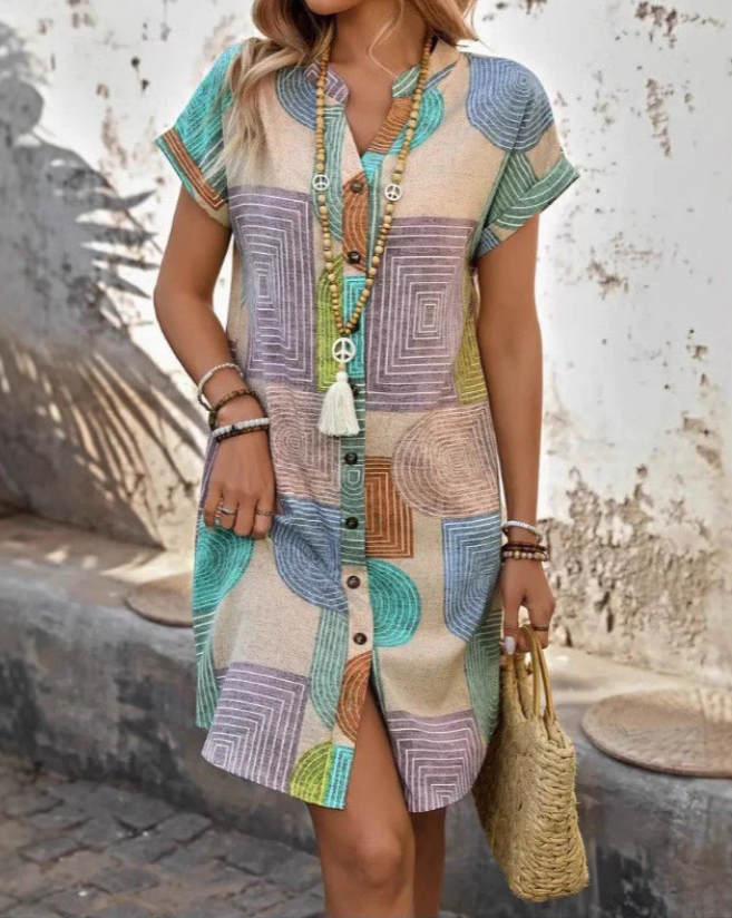 Arlette™ Boho Button Dress