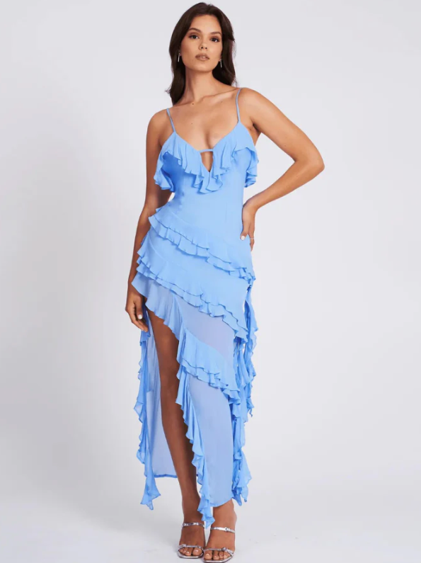 Zephyra - Luxe Irregular Tassel Maxi Dress