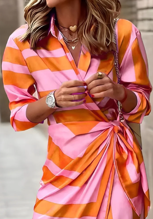 Bernice - Striped Midi Shirt Dress