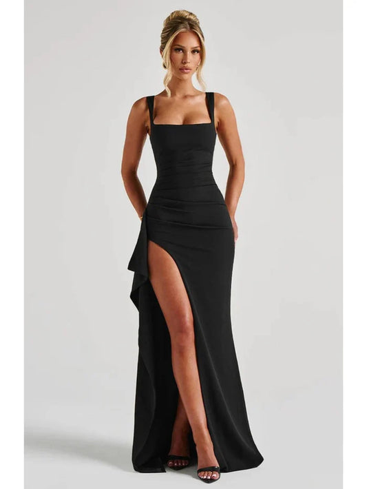Vestido moderno con abertura larga y estilo katana