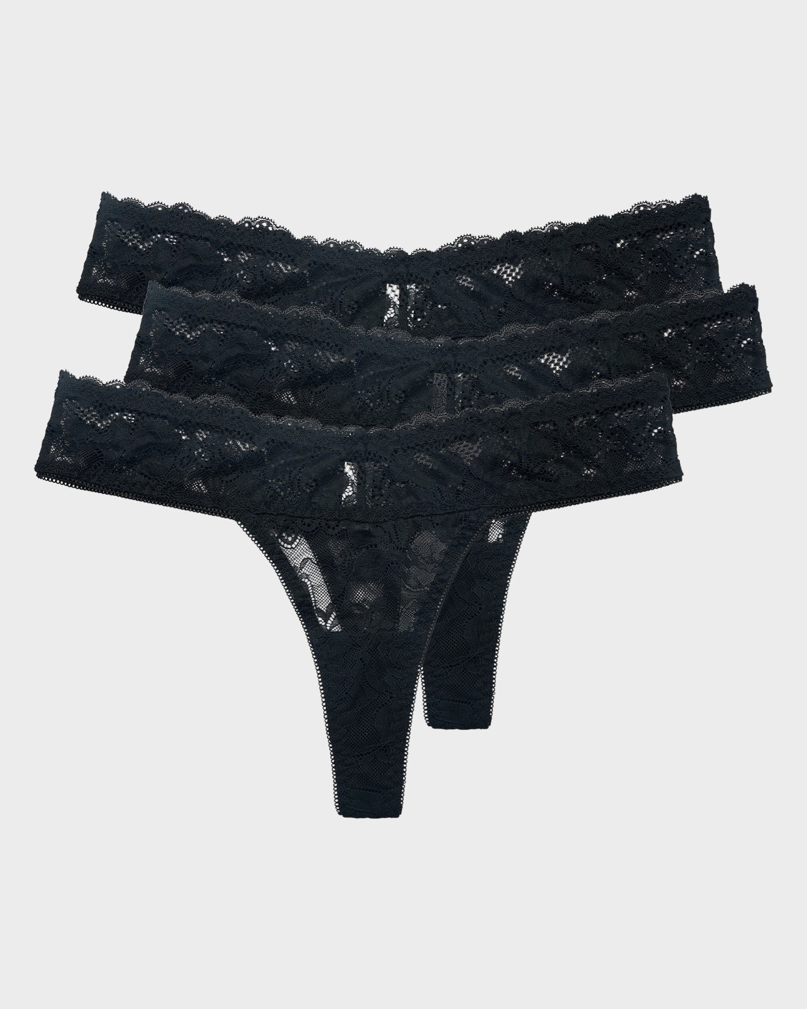 Elegante Conforto – Fio Dental de Renda Floral (Pacote com 3)