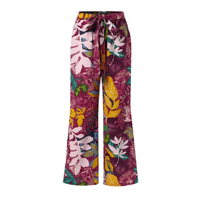 Pantalones vintage de primavera y otoño, moda con estampado floral