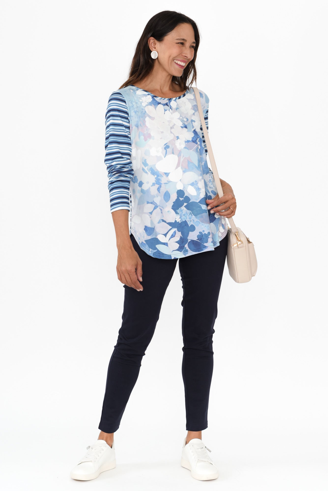 Pantalones de algodón elásticos azul marino Laia