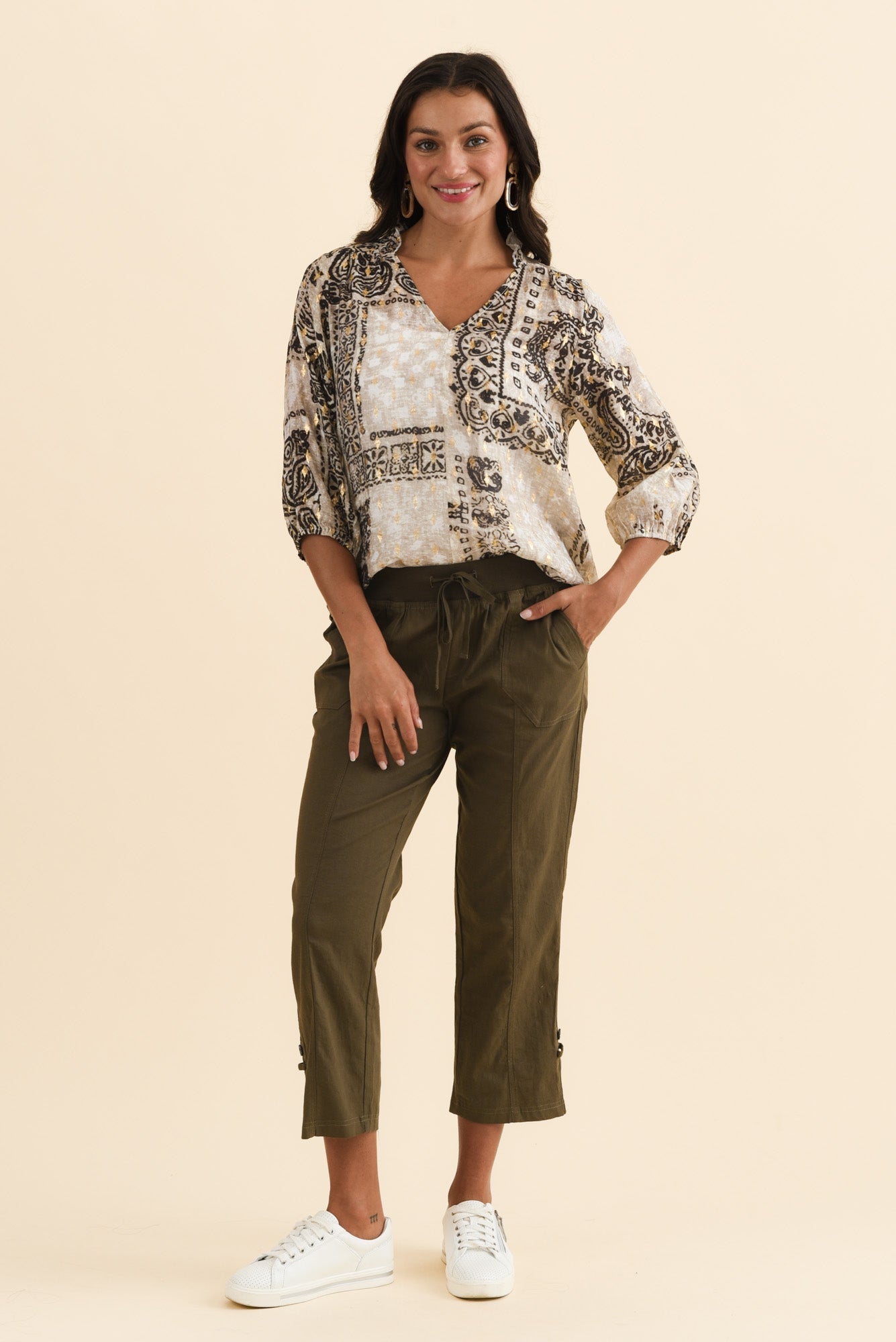 Pantalones cargo caqui Lindsay 7/8