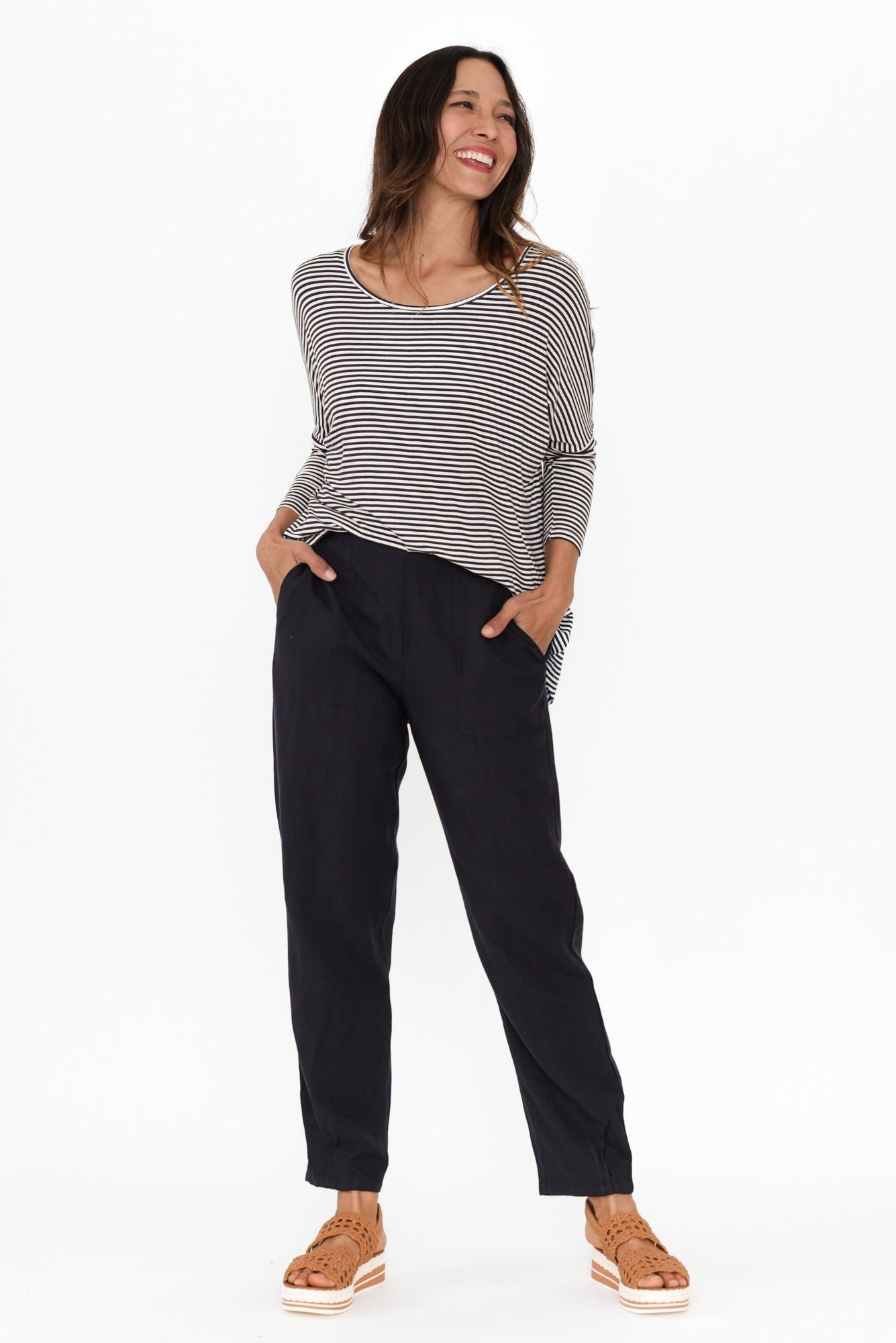 Pantalones cropped azul marino Manon