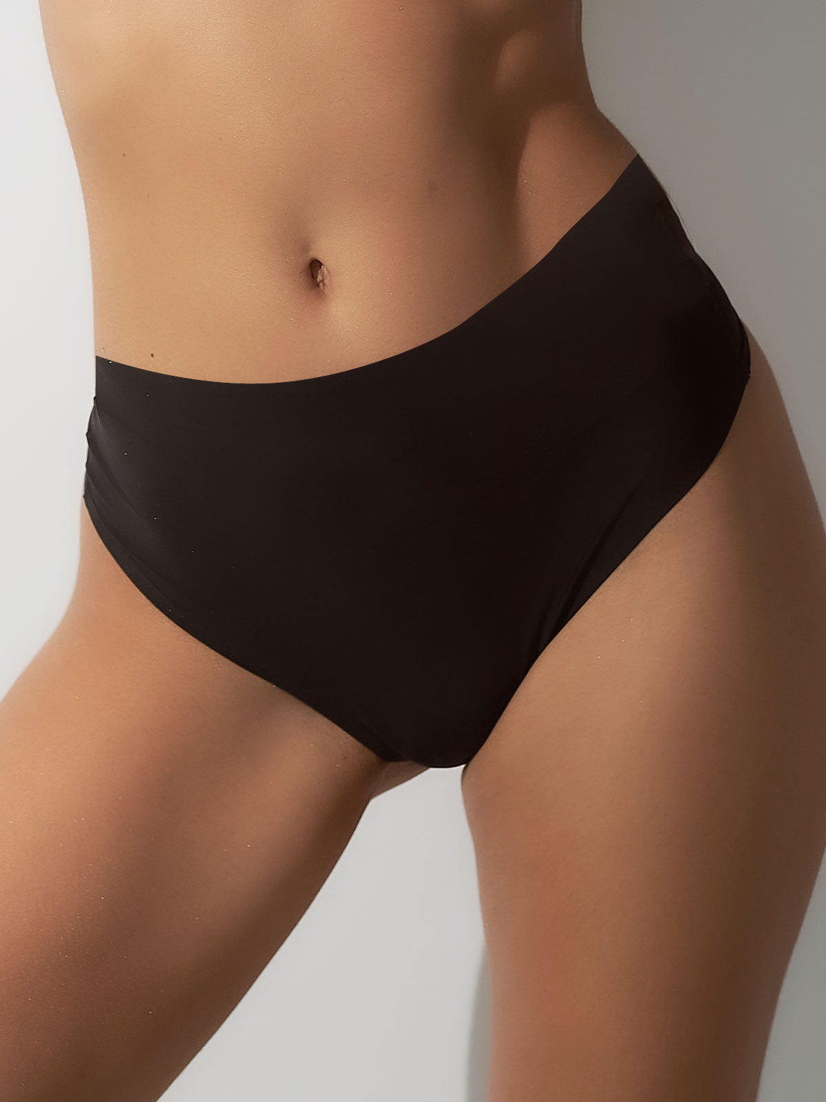 Calcinha Fio Dental Cintura Alta Sem Costura Segunda Pele Preto