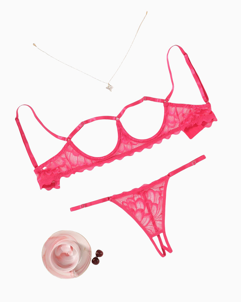 Conjunto de Lencería de Encaje de 2 Piezas (Sujetador y Braguita)