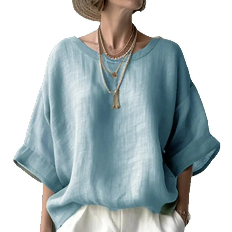 Blusa de lino y algodón oversize