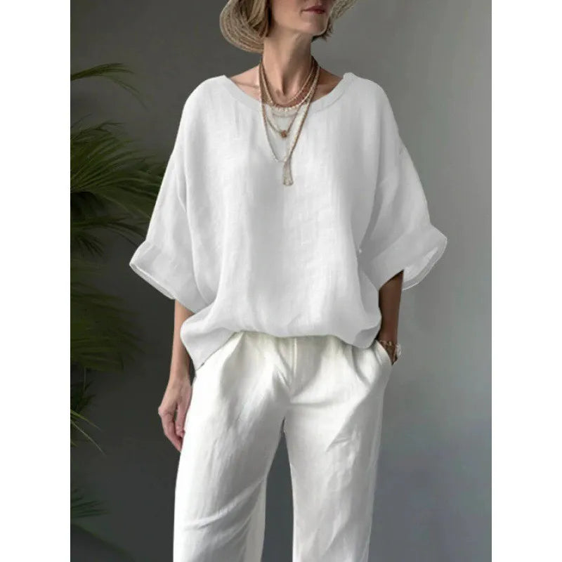 Blusa de lino y algodón oversize