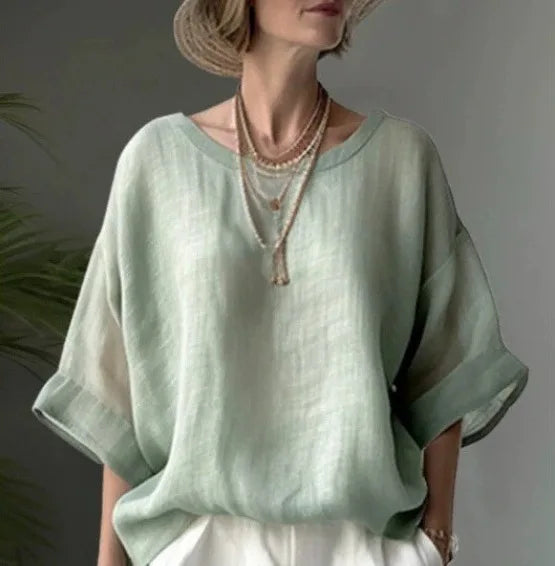 Blusa de lino y algodón oversize