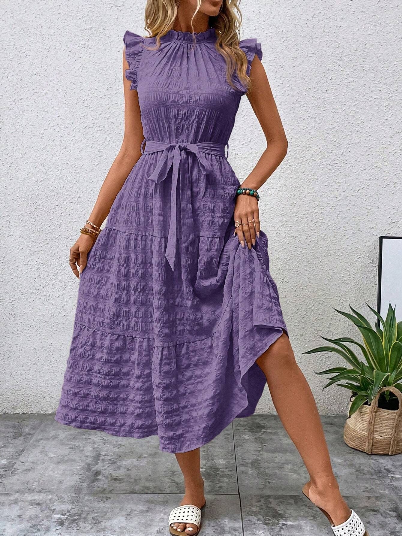 Sunset Whisper Midi Dress – Breezy Tiered Dress with Ruffle Sleeves