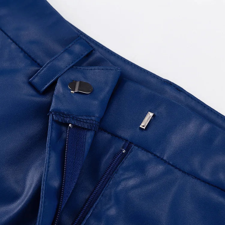 Pantalones de cuero sintético de color liso