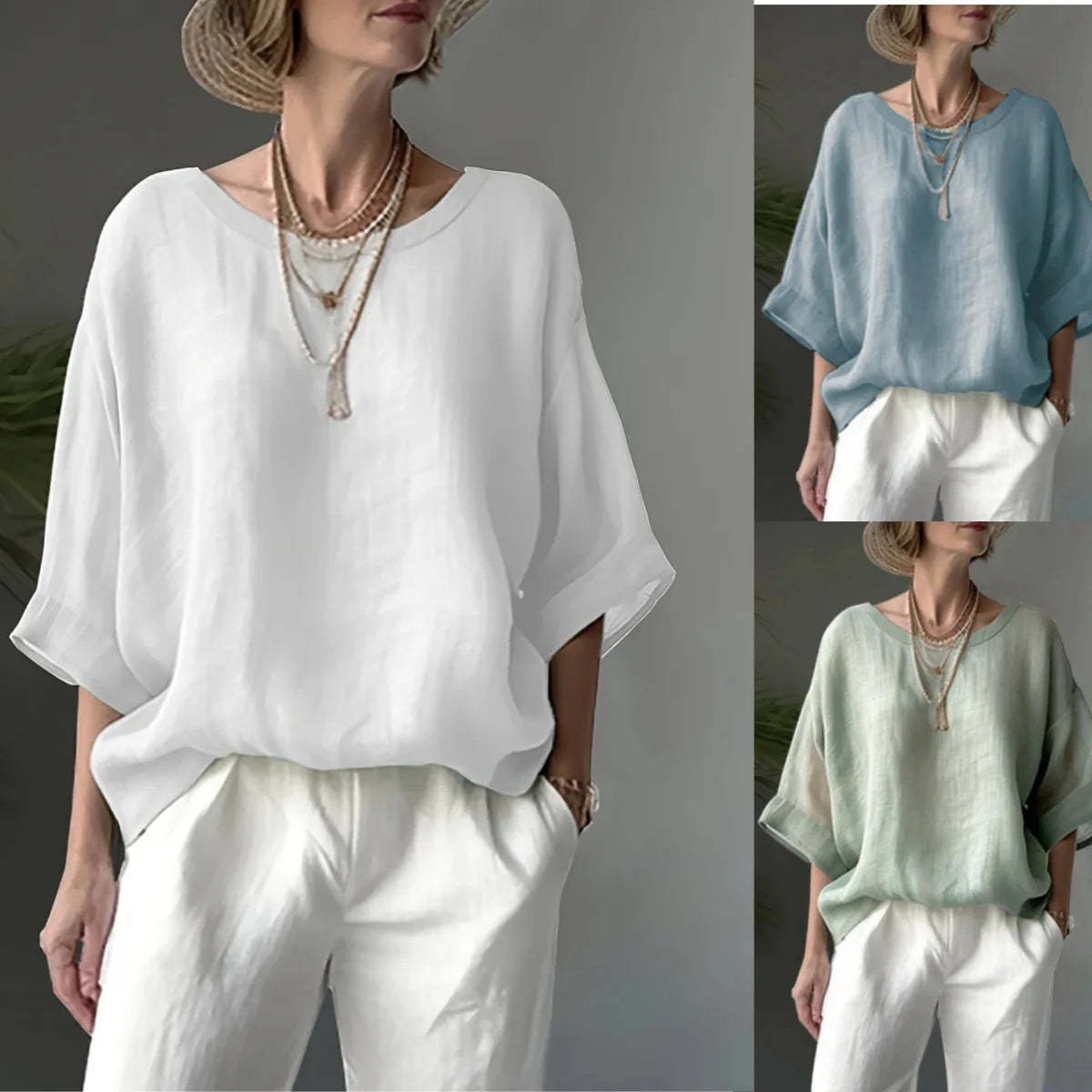 Blusa de lino y algodón oversize