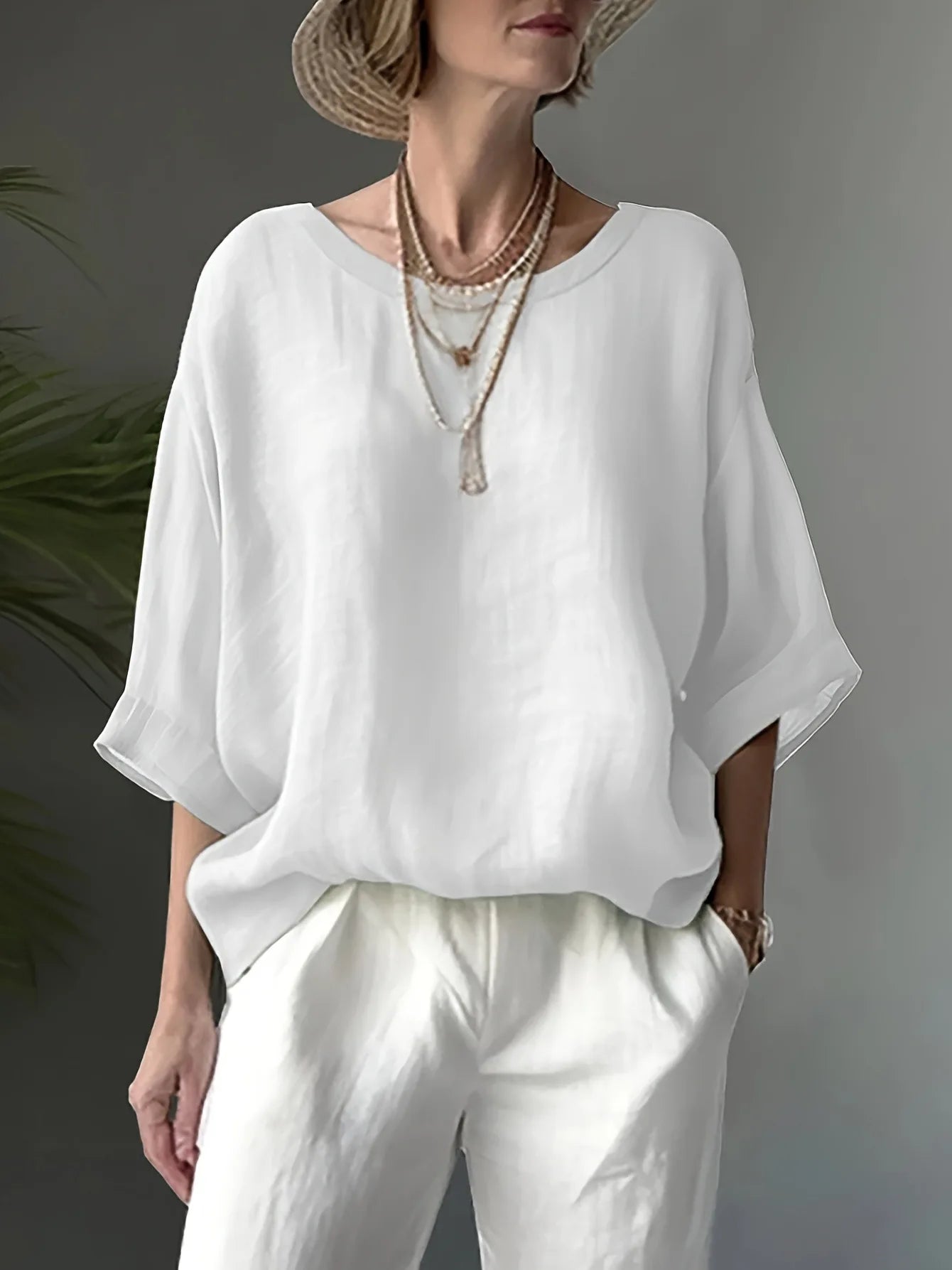 Blusa de lino y algodón oversize