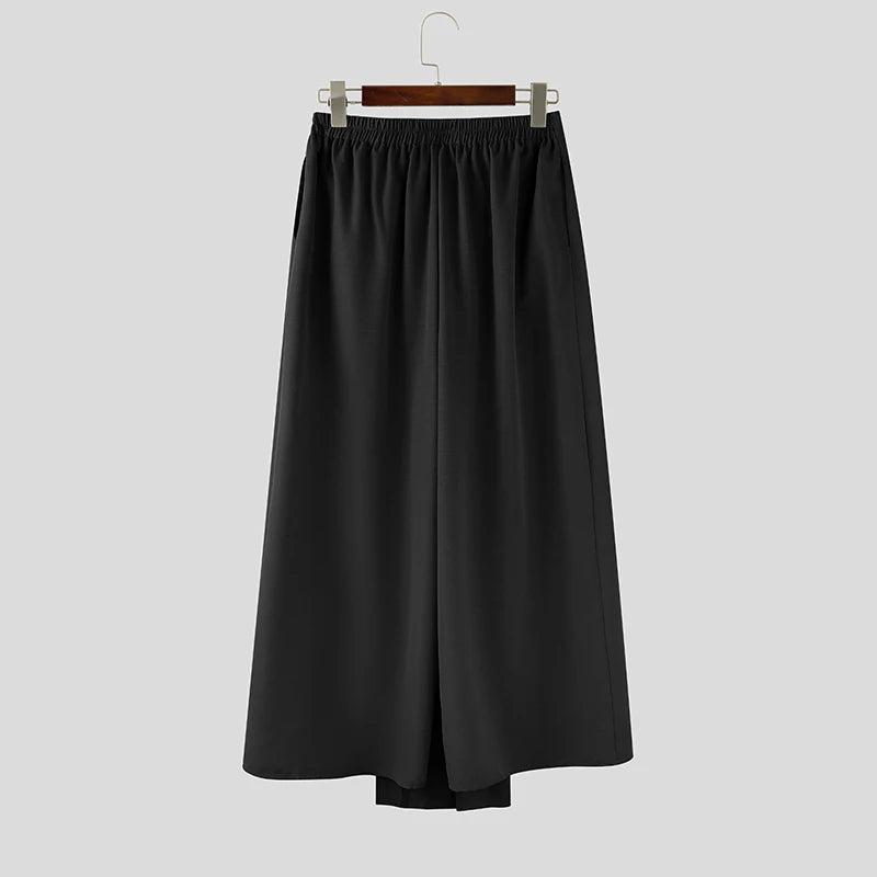 Falda irregulares para hombre INCERUN, de color liso, con cintura elástica