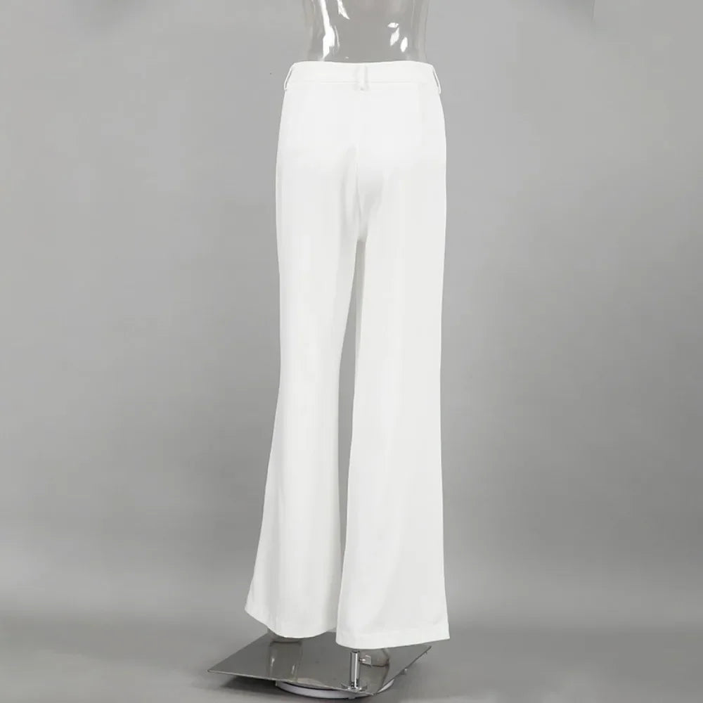 Pantalones blancos de mujer estilo lujo ligero