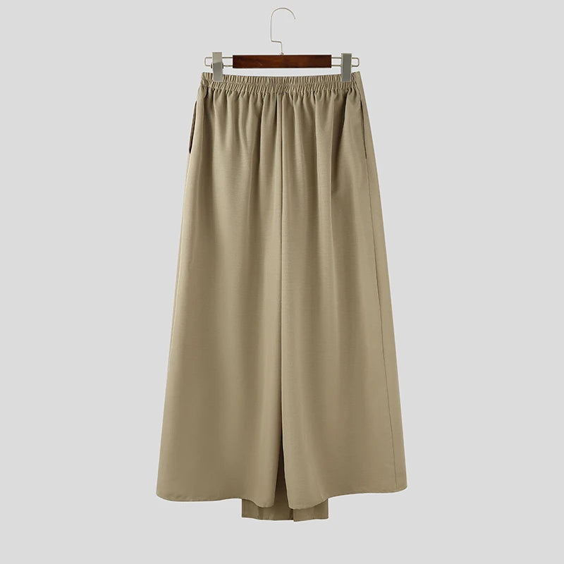 Falda irregulares para hombre INCERUN, de color liso, con cintura elástica