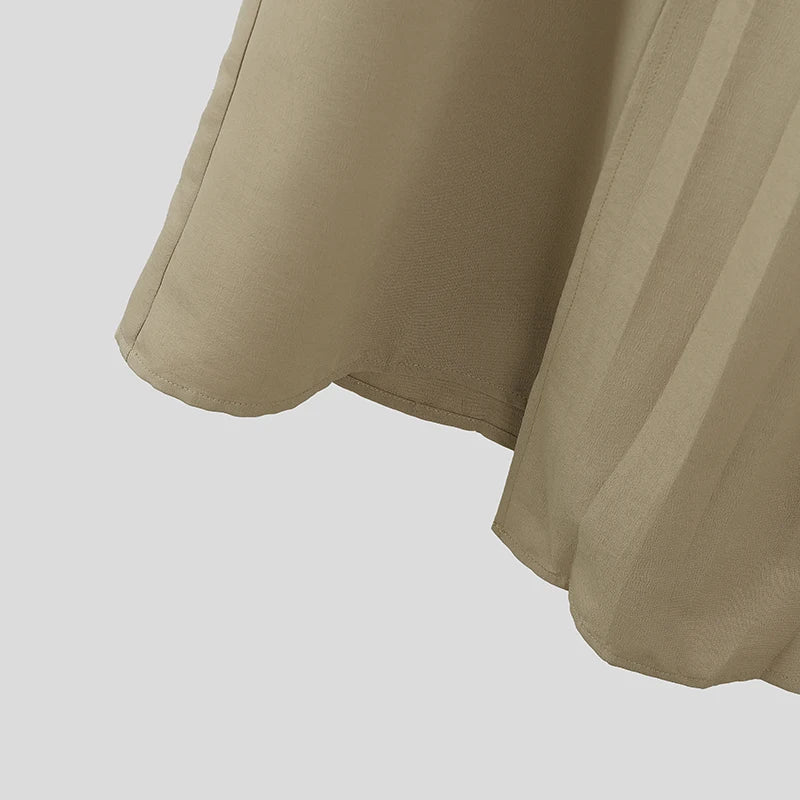 Falda irregulares para hombre INCERUN, de color liso, con cintura elástica