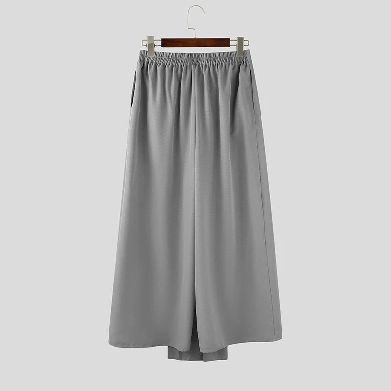 Falda irregulares para hombre INCERUN, de color liso, con cintura elástica