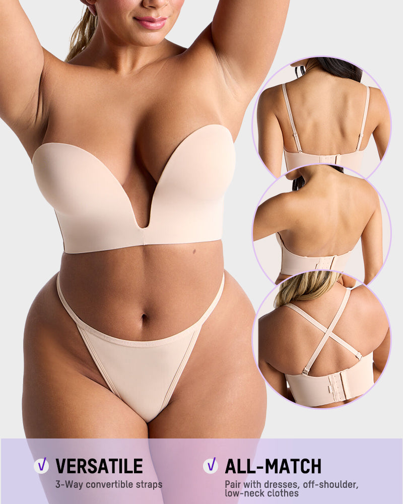 Here’s a concise summary of your Wire-Free U-Plunge Strapless Multiway Bra: