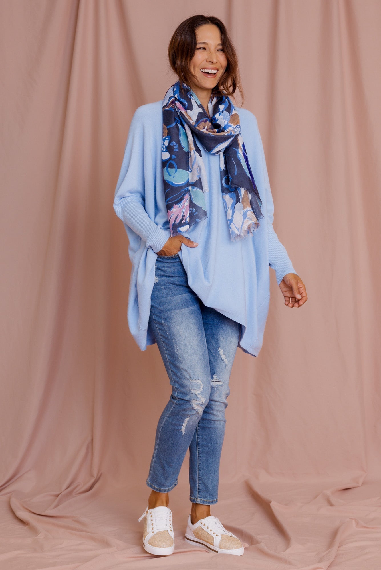 Jeans elásticos azules desgastados Zadie