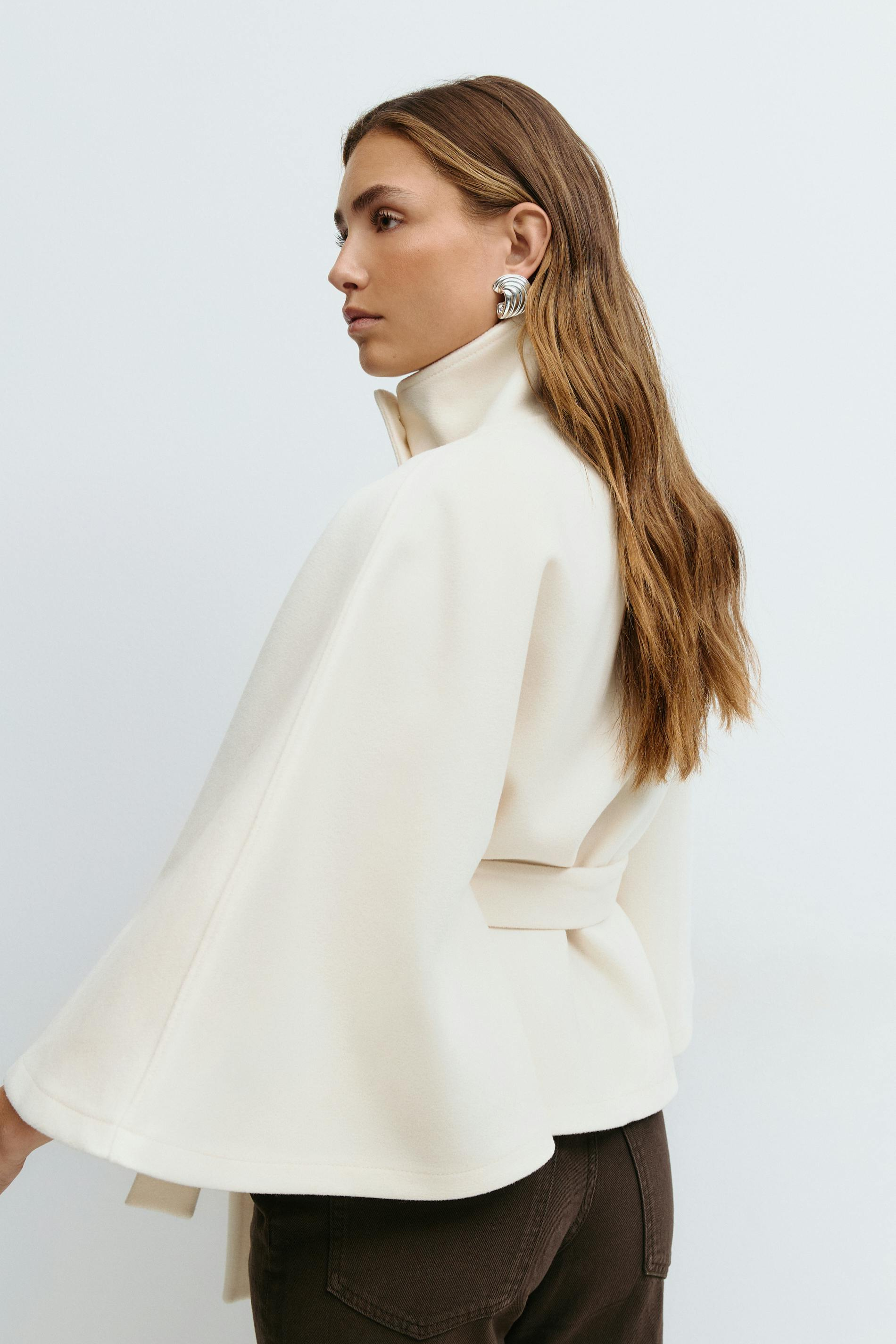 The Viral Belted Cape Jacket + Translucent Fleece‑Lined Tights
