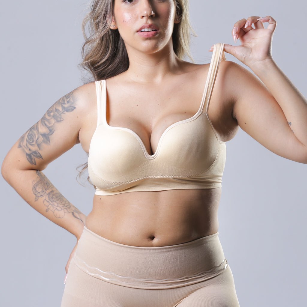 Sutiã Push Up + Body Shaper Canelado - Combo Irresistível