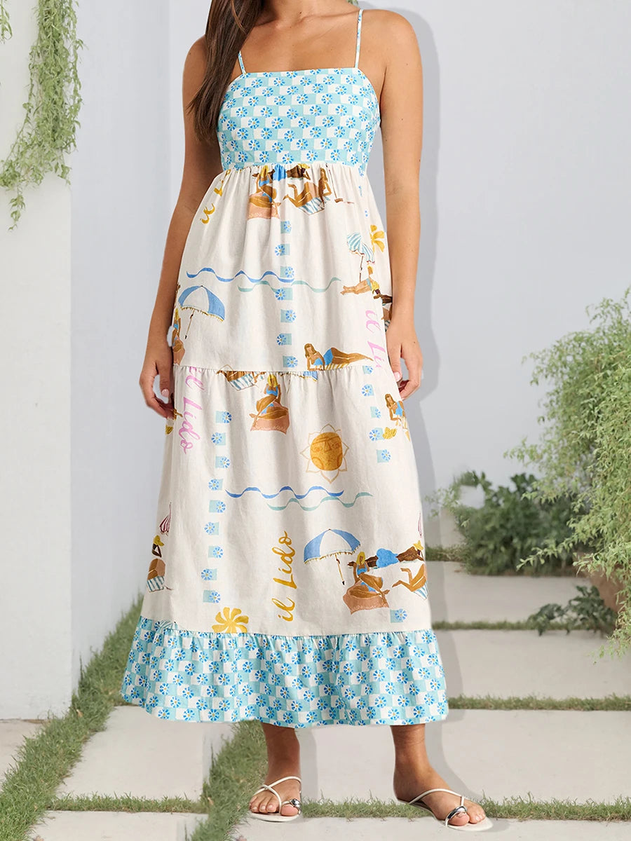 SunSketch Spaghetti Strap Maxi Dress