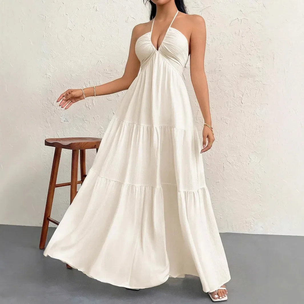 Isla Romance White Maxi Dress | Cotton Linen Elegance