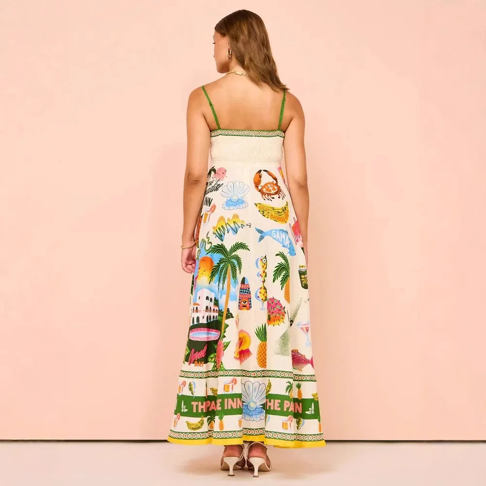 Aria Off-Shoulder Tropical Maxi Dress – Vacation-Ready Summer Styl