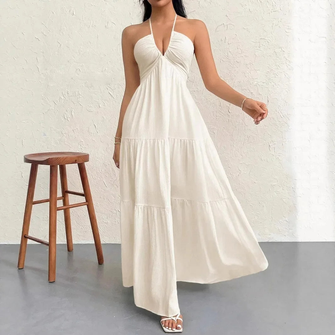 Isla Romance White Maxi Dress | Cotton Linen Elegance