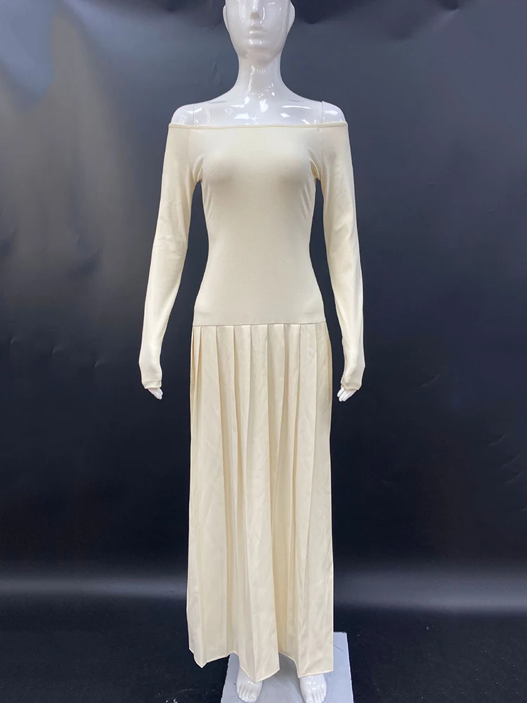 Knit Off Shoulder Maxi Dress - Ivory