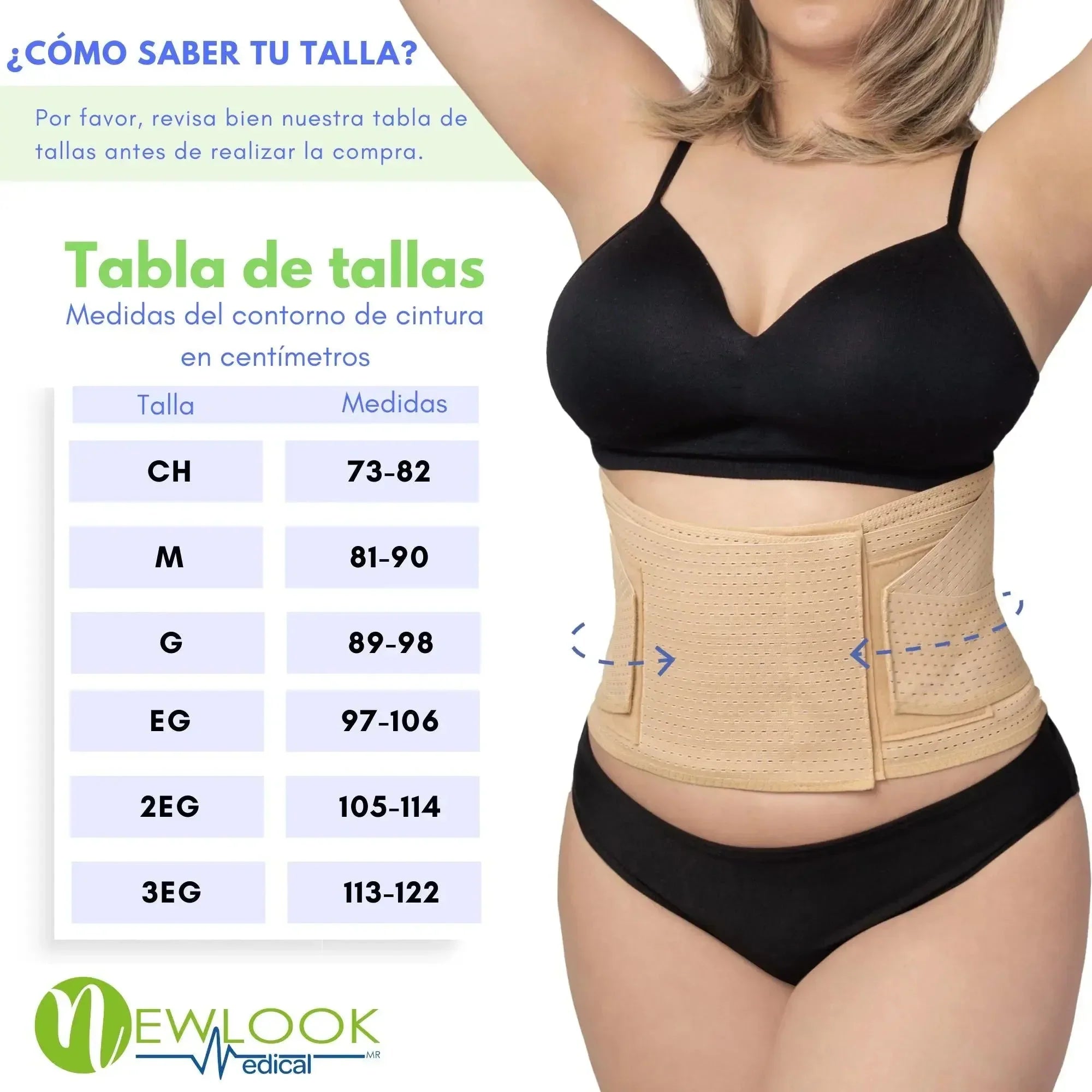 NEWLOOK MEDICAL Soporte Sacro Lumbar con Doble Ajuste - Alta Compresión - 7 Varillas flexibles